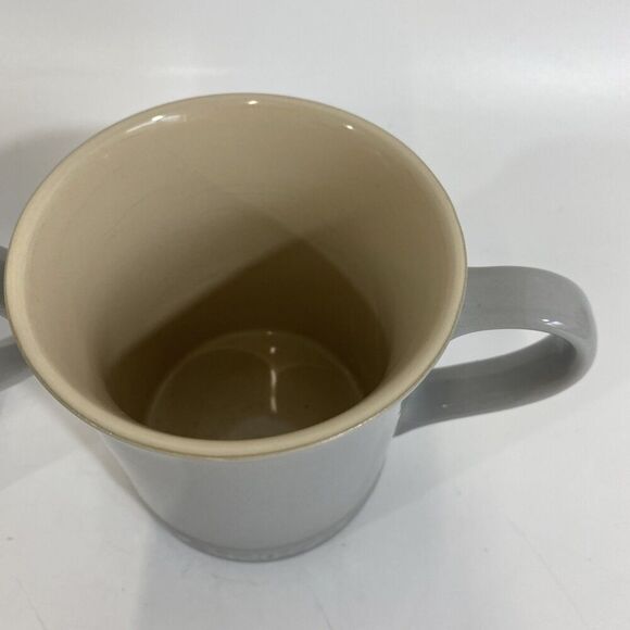 Le Creuset Coffee Tea Mug Gray Ceramic 4” Taupe Interior Set Of (2) - Picture 4 of 8